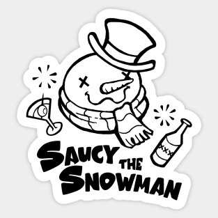 Saucy The Snowman - Black Outlined Version Sticker